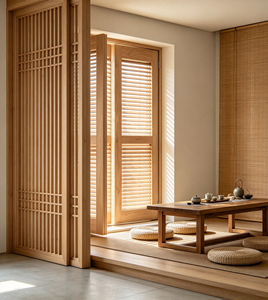 Paneles de Puerta Interiores de Madera Maciza con Rejillas, Diseño Minimalista, Apertura Lateral, Resistentes al Agua, 1 Año de Garantía - Product Image 2