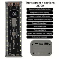 Kit DIY Boîtier de Batterie 21700 à 4 Emplacements Transparent Mecha avec Charge Rapide Type C pour Power Bank