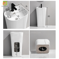 Ensemble de toilettes en céramique de luxe, WC à poser au sol et lavabos autonomes, cuvette de toilette carrée monobloc