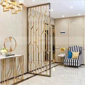 JINYIFAN ANN022 Écran personnalisé multifonctionnel durable au design moderne, thème artistique de luxe, pour hôtel de type boutique, en acier inoxydable plaqué or - Product Image 3