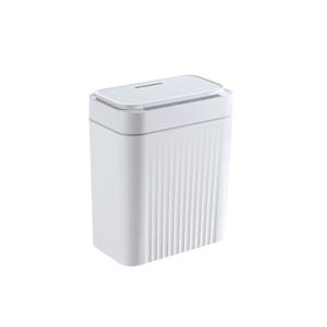 Cubo de basura inteligente rectangular blanco con batería recargable incorporada para uso en el hogar, cocina, baño y dormitorio. - Product Image 1