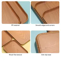Plateau rectangulaire imitation bois léger pour service de table, plateaux en plastique pour servir des aliments, des apéritifs, pour les fêtes