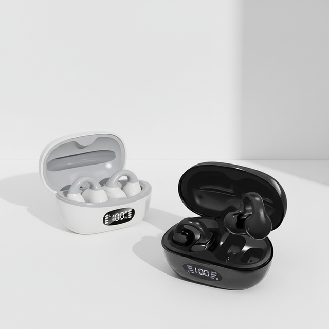 Open-Ear Clip-on Sports Earbuds for  5.3 IPX4 Sweatproof LED Digital Battery Display Binaural Sports Earphones
