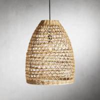 Fabriqué à la main écologique Boho rotin pendentif abat-jour lumière LED Source d'alimentation ca pour cuisine et chambre décor