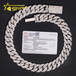 IGI 인증 팬시 컷 모이사나이트 20mm 목걸이 다이아몬드 테스트 통과 925 실버 힙합 럭셔리 쿠반 링크 체인 - Product Image 1