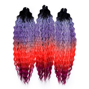 <span class=keywords><strong>ARIEL</strong></span> Extension de cheveux à tressage en fibre de qualité supérieure Résistant à la chaleur Deep Wave Ombre Colored Twist Crochet Braid Extensions de cheveux synthétiques - Product Image 4