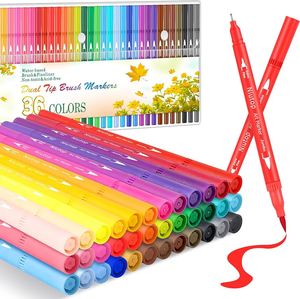 Marqueurs à double pointe KHY, stylos pinceaux, 36 marqueurs <span class=keywords><strong>aquarelle</strong></span>, stylos peinture, cadeaux de Noël pour adolescents, stylo coloré pour livres de coloriage pour adultes - Product Image 1