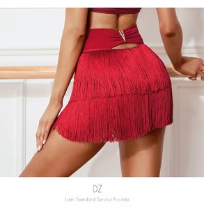 Của phụ nữ hai lớp Spandex váy với rìa cho Latin Dance hiệu suất trang phục - Product Image 5