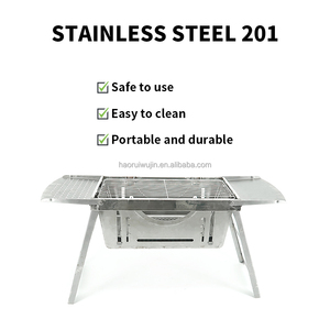 Gril à charbon de bois durable en acier inoxydable grand portable pliant avec installation gratuite pour le <span class=keywords><strong>camping</strong></span> en plein air, le jardin et la fête - Product Image 6
