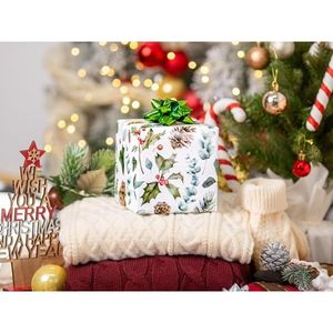 Papel de Regalo Navideño con Diseño de Piñas y Bayas, 17 Pulgadas x 32.8 Pies, Ecológico, Estilo Vintage para Manualidades y Regalos - Product Image 4