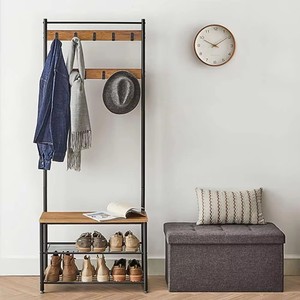Porte-manteau et porte-chapeaux multifonctionnel transfrontalier à assembler, étagère de rangement créative sans perçage avec banc à chaussures et porte-manteau - Product Image 1