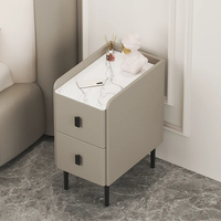 Nakas Kayu Solid Modern dengan Lapisan Batu, 2 Laci, untuk Kamar Tidur Hotel