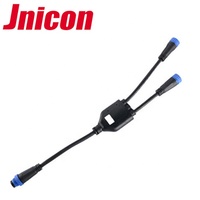 Kabel Y Splitter M15 2 Pin 3 Pin 3 Output IP68 Konektor Tahan Air Satu Input Tiga Output