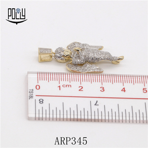 Bán buôn hai giai điệu cầu nguyện thiên thần moissanite Mặt dây chuyền Iced out Micro Pave sterling bạc hip hop đồ trang sức - Product Image 3