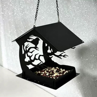 Mangeoire à oiseaux décorative en métal Oniya, mangeoire à graines pour oiseaux sauvages en plein air, plateforme d'alimentation pour jardin