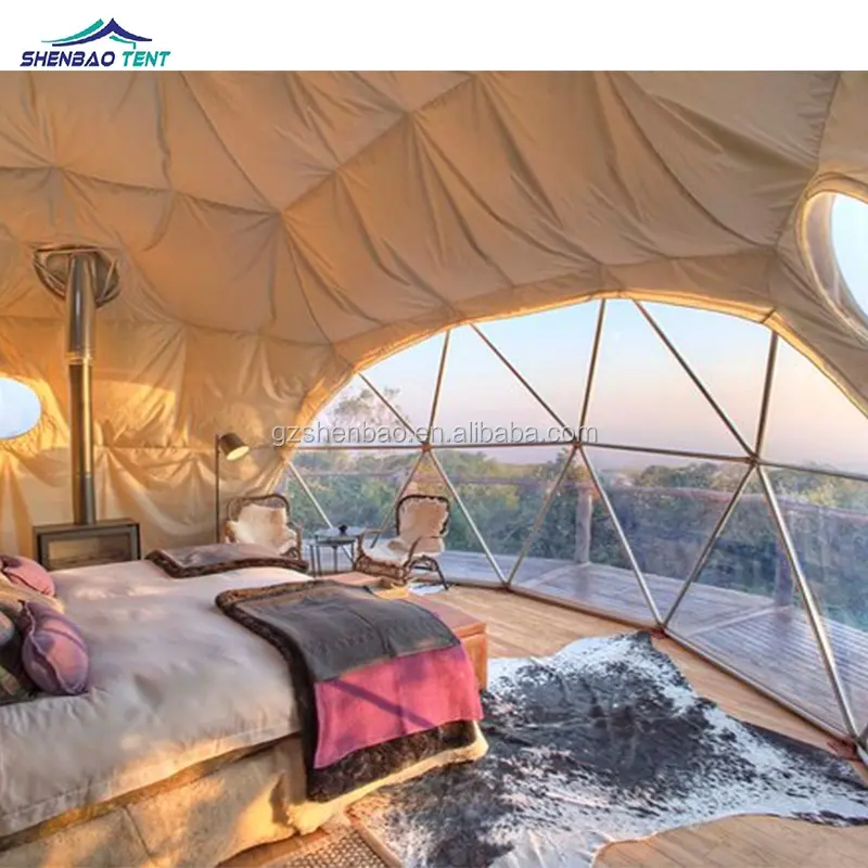 Açık lüks glamping geodome çadırları pvc kubbe fiyat prefabrik ev resort otel ev kamp jeodezik yuvarlak dome çadır