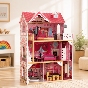 <span class=keywords><strong>Maison</strong></span> <span class=keywords><strong>de</strong></span> poupée en bois rose avec meubles, cuisine, chambre et salle <span class=keywords><strong>de</strong></span> bain simulées, jouet éducatif pour enfants, jeu <span class=keywords><strong>de</strong></span> rôle, cadeau - Product Image 1