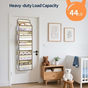 Over The Door Organizer Storage 5 Tier With 10 <b>Mesh</b> Pockets Beige Hanging Closet Organizer For Bathroom Toy Storage - Product Image 3