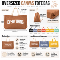 Sac fourre-tout en toile personnalisé, 7 couleurs, grande capacité, toile épaisse, poignée renforcée, sac de campagne de marque