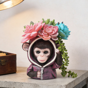 Creative Cartoon Animal Resin <b>Flower</b> Pot With <b>Artificial</b> <b>Flowers</b> Desktop Indoor Decor Gift - Product Image 3
