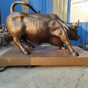 実物大のブロンズ製の雄牛の彫刻、鋳造技術によるカスタムメイドの屋外用彫刻-ウォール街雄牛像 - Product Image 2
