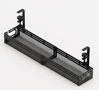 Organisateur de câbles noir sous le bureau, sans perçage, avec pince de fixation, panier de rangement pour fils, support de rangement pour ordinateur de bureau