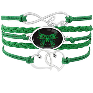 Bracelet en cuir avec ruban, pour femme et homme, ruban vert, dure longtemps, combat éveil, survie, amour, croyance, Hope, maman - Product Image 2