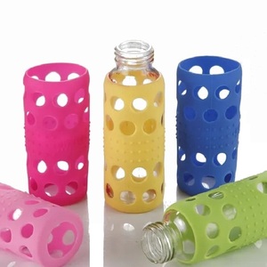 Bouteille d'eau en verre en silicone écologique / Housse de bouteille en caoutchouc de silicone 300ml/500ml - Product Image 1