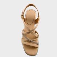 Sandales compensées épaisses pour femme à brides multiples croisées, bride de cheville à boucle, talon moyen, antidérapantes, bout carré ouvert, talon plateforme, sandales robustes