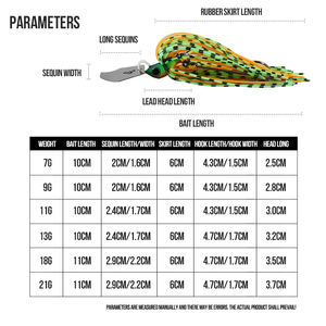DN 7g 9g 11g 13g 18g 21g isca de pesca com lâmina de chamariz 6 cores isca de saia chamariz isca de banho não suspensa - Product Image 2