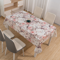 Nappe de table rectangulaire RNPT bleu paon à imprimé subtil, résistante à la chaleur, pour fête en plein air