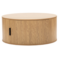 Mesa de Centro Moderna de Lujo con Superficie de MDF y Marco de Madera, Mesa de Centro Redonda para Sala de Estar