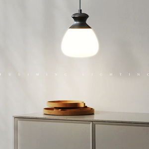 Nordic Style Single Pendant Light Brass Glass Chandelier for Bedroom Hotel Room Living Room <b>Side</b> Table 3000K Color Temperature - Product Image 6