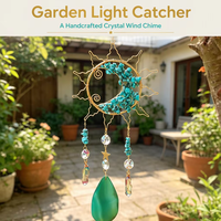 Attrape-soleil en cristal turquoise, pendentif arbre sculpté, carillon éolien, décoration de jardin et de Noël