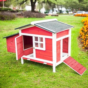 Wooden <strong>Chicken</strong> <strong>Coop</strong> with Nesting Box, Weatherproof Outdoor Hen House for Backyard Poultry &amp; Rabbits - Product Image 2