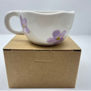 280ml Korean Style Hand Pinched Irregular Ceramic Mug Hand-painted Flower Heart Coffee Breakfast Afternoon <b>Tea</b> Dishwasher Safe - Product Image 5