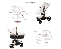 Vente en gros de landau en aluminium de haute qualité en cuir véritable pour bébé système de voyage de luxe poussette pour bébé 3 en 1