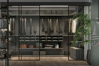 Armoire moderne de luxe Vermonhouzz avec cadre en aluminium et porte en verre, éclairage LED intégré - Système de dressing sur mesure