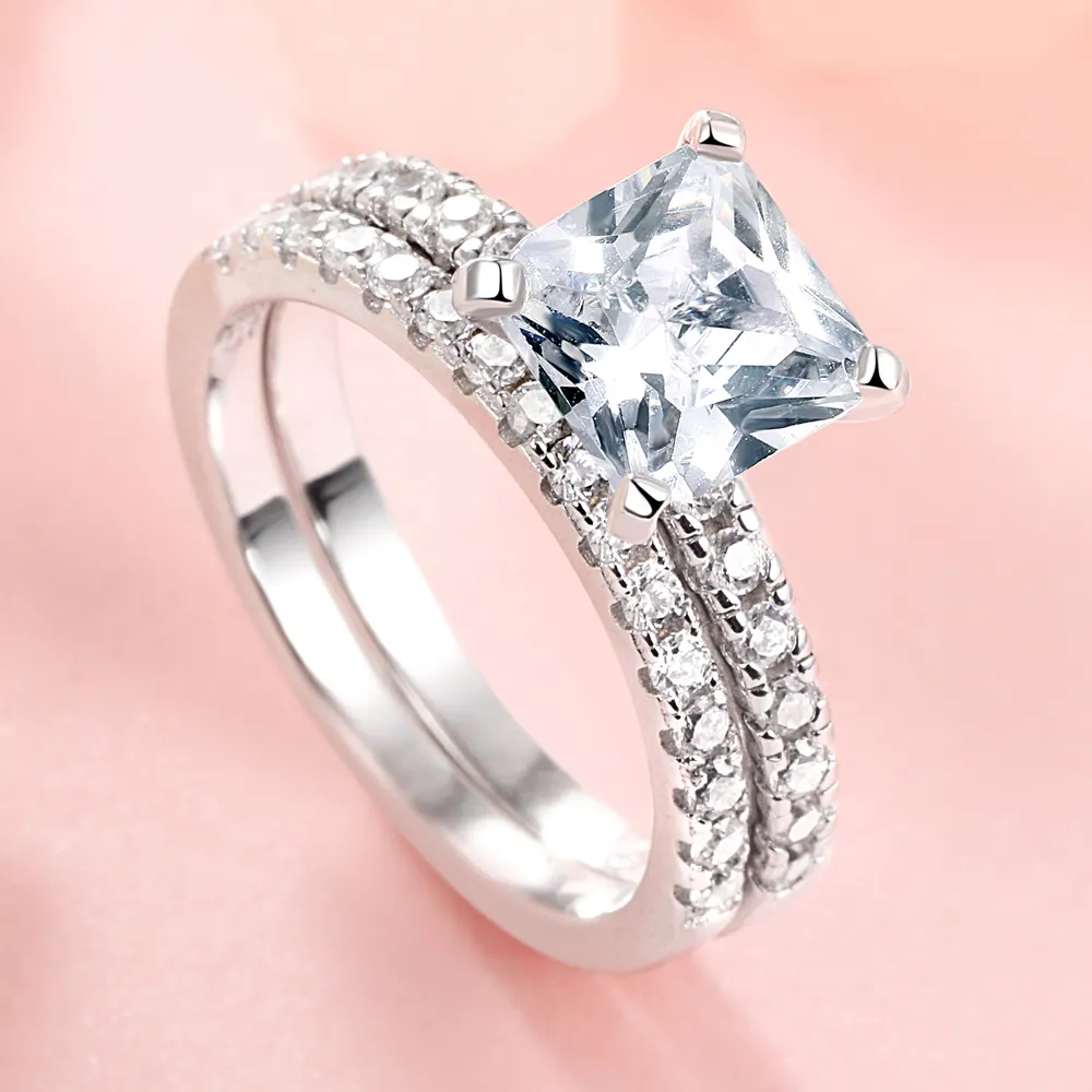 SKA Perhiasan Kualitas Tinggi 925 Cincin Perak Murni Murni Penuh Keabadian CZ Kecil Cincin Pertunangan S925 Cincin Perak Murni