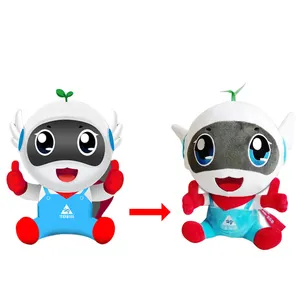 Custom Robot Soft Colorful Doll Design Logo Wings Smile Big Eyes Toy Mascot Annual Party Gift