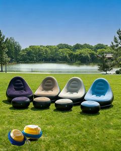 Portable Plush <b>Inflatable</b> Air <b>Sofa</b> Modern Foldable Camping Lounger Waterproof Blow up Couch for Outdoor & Indoor Beach Hiking - Product Image 1