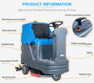 เครื่องขัดพื้นอัตโนมัติแบบนั่งขับ ขนาดแปรง 560 มม. อุปกรณ์ทำความสะอาดพื้นอุตสาหกรรมสำหรับคลังสินค้าและโรงงาน - Product Image 4