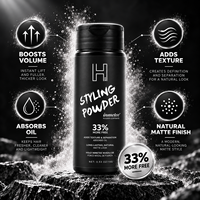 Bedak Penata Rambut Ringan Private Label 15g untuk Tekstur, Volume, Menyerap Minyak, Hasil Matte, OEM ODM Kemasan Kustom