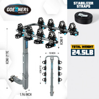 Portabicicletas Profesional Todoterreno Antivibración de Acero al Carbono, Montado en Enganche, Receptor de 2 Pulgadas, Capacidad de 240 LBS, para 4 Bicicletas, Compatible con GMC, Ford, Chevrolet, SUV