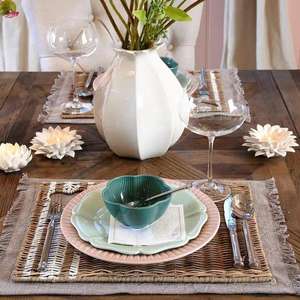 Vintage Style Natural Rattan <b>Placemat</b> Wicker <b>Placemats</b> for <b>Dining</b> <b>Table</b> Rectangle Unique <b>Placemat</b> for Home and Restaurant - Product Image 2