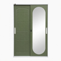Nouvelle Arrivée Armoire Métallique avec Portes Coulissantes à Miroir Cintrées, Grande Capacité, Design Moderne avec Persiennes pour Chambre à Coucher