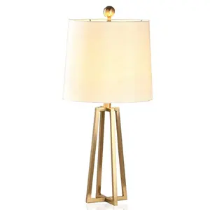 vintage stoff lampenschirme Suppliers-Amerikanischen land lampe hause tisch lampe Kupfer farbe metall stoff lampenschirm ETL891124