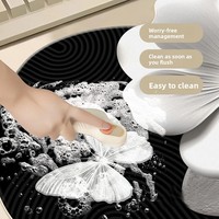 Keset Kamar Mandi PVC Modern Anti-Selip Cepat Kering Mudah Dibersihkan Tebal 3.5mm Motif Bunga Pasokan Pabrik Keset Pintu