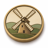 Pièce commémorative personnalisée en alliage de zinc motif moulin à vent, cadeau promotionnel pour événements de groupe, fabrication OEM en gros