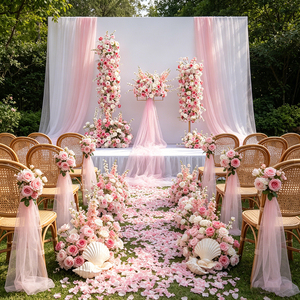 Romantic <b>Bouquet</b> Silk <b>Artificial</b> Flower background for Wedding Christmas Graduation Party Decor - Product Image 1